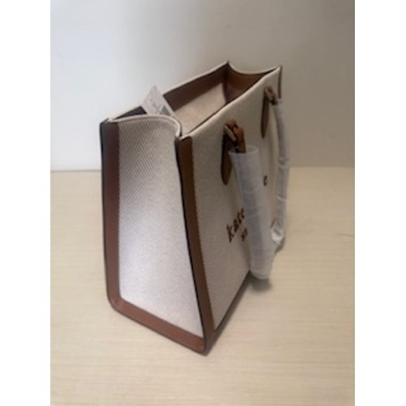 Kate Spade Ellie Large Tote Bag Canvas Brown Leather Shoulder Bag KF508 - Picture 5 of 9